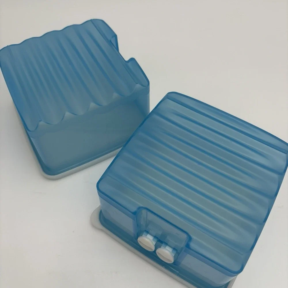 Set Of 2 Tupperware Fridge‎ Smart Vented Produce Storage Container Blue 4.5 Cup